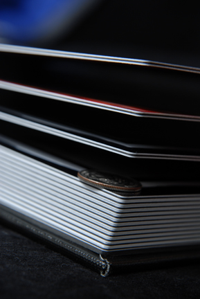 The edges of the flush mount photo album are as thick as quarters.